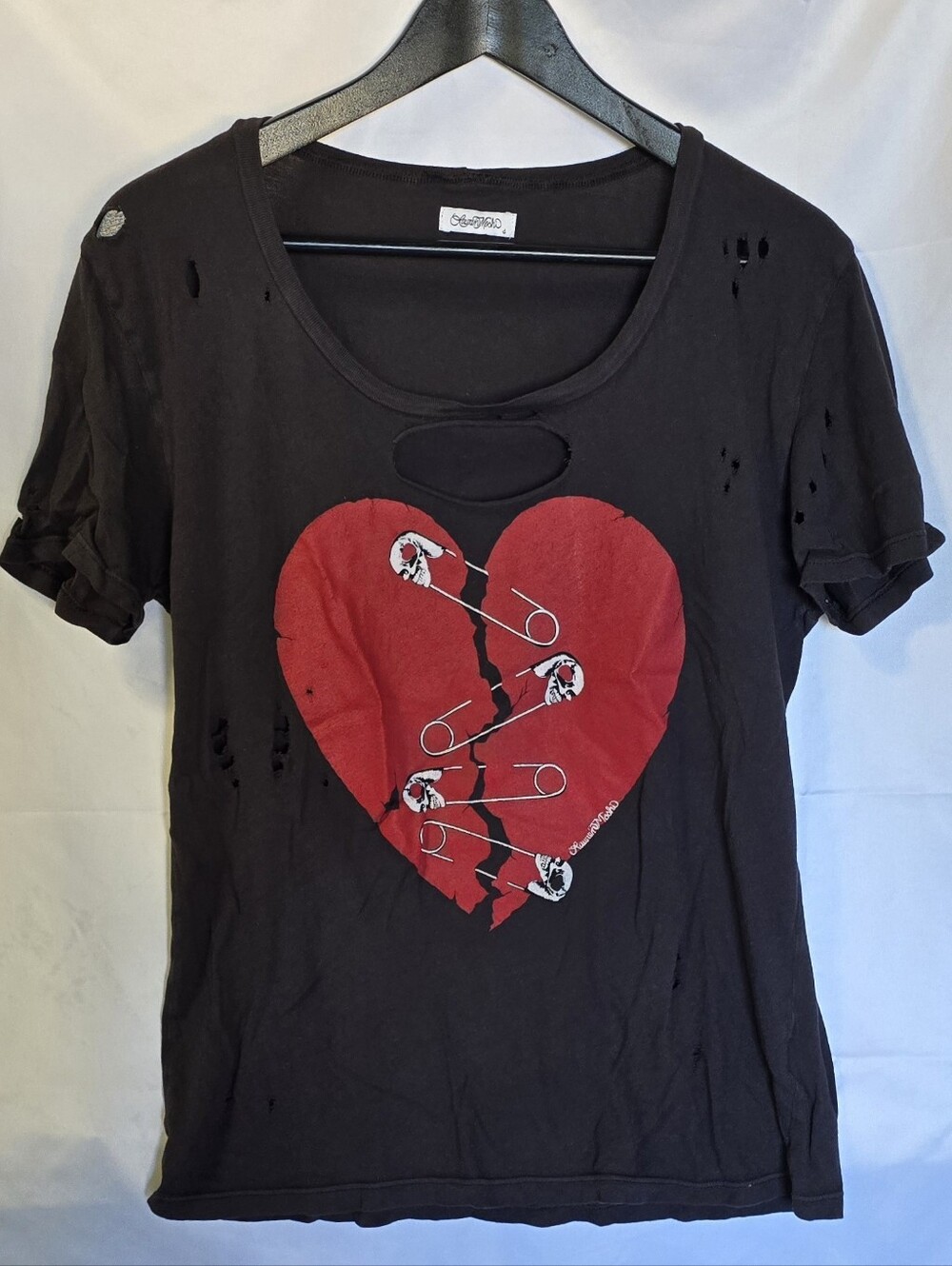 Lauren Moshi Myra Safety Pin Heart Tee - Picture 2 of 4